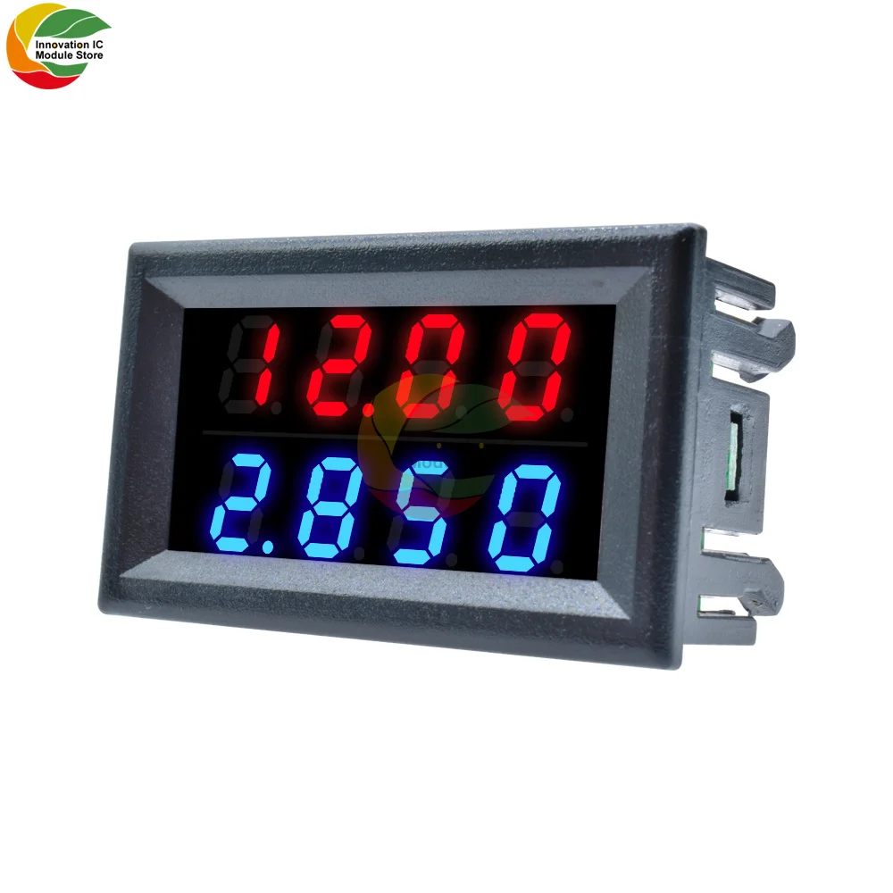 0.28 Inch Digital Voltmeter Ammeter DC 100V/200V 10A 5 Wire Voltage Ammeter Power Meter Module Red Blue Dual Display 4 Digit LED