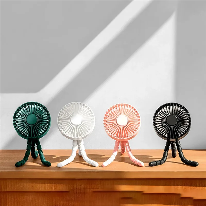 Handheld Mini Portable Electric Fan Hanging Octopus Shape Cooling Fan USB Outdoor Baby Stroller Desktop Adjustable Fan Cooler