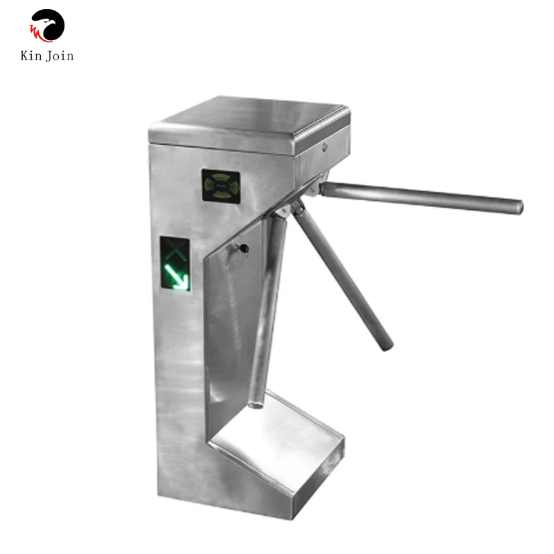 KinJoin Turnstile Atuo Gate stainless steel waist high tripod turnstile gate for pedestrian access control with LED indicator