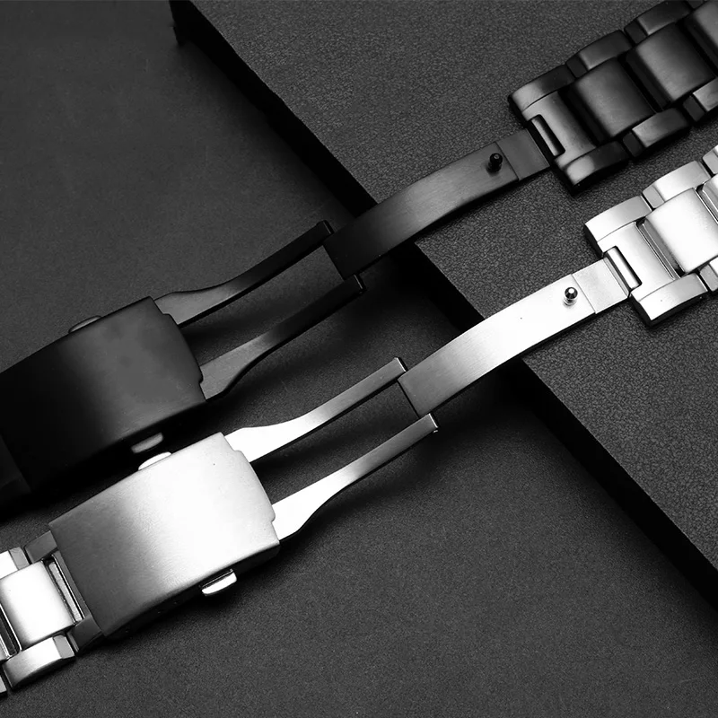 Yopo Stainless Steel Strap Black Silver Bracelet Special Interface For G SHOCK GST-W300/400G/B100/W120L Silicoen Watch Chain