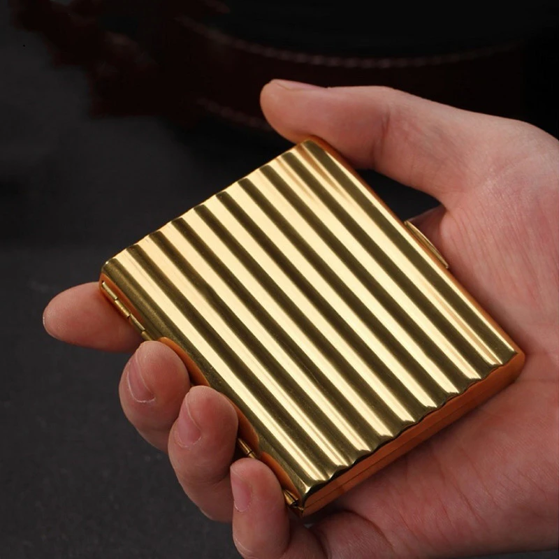 Corrugated Copper Cigarette Case Mirror Anti-stress Moisture-proof 20/16/12/10 Sticks Cigarettes Holder Smoking Slim Storage Box