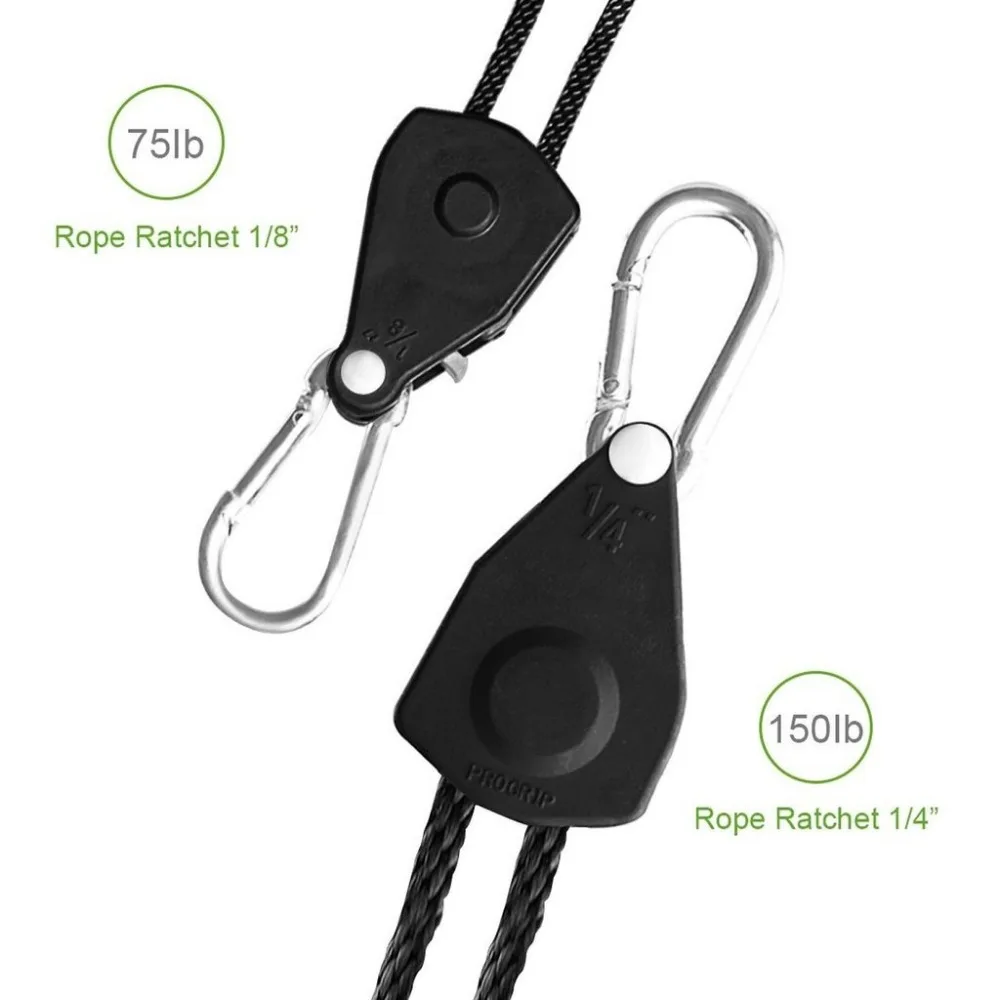 Adjustable 1 Pair 1/8'' Rope Ratchet Grow Light Fixture Hook Plant Hanger for Double Ended Grow Light Fixture