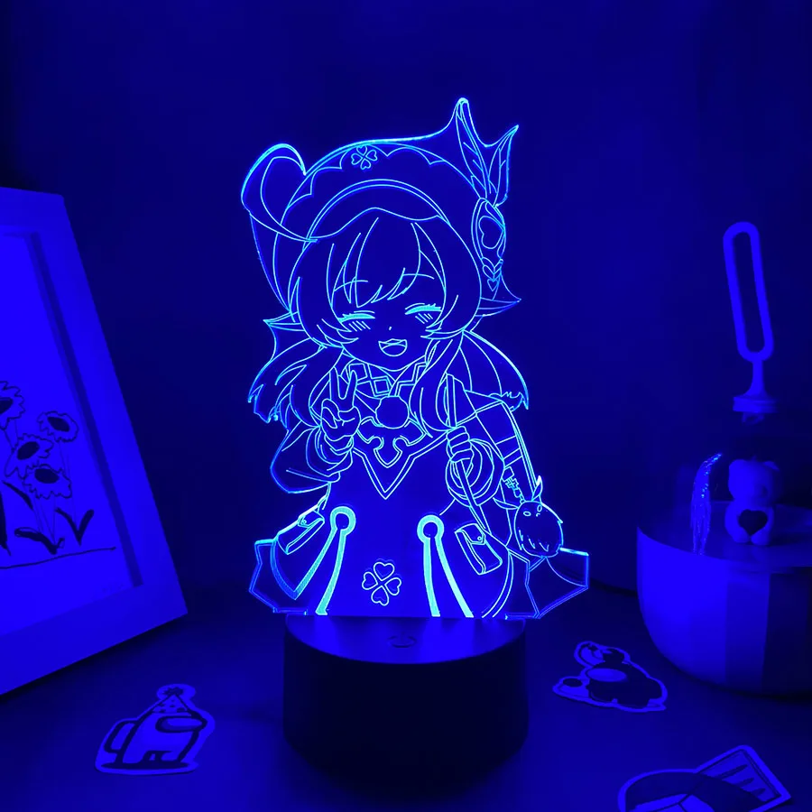 Genshin Impact Game Figure Klee 3D Lava Lamp Led Night Light Cool Kawaī Gift For Friend Bedroom Table Decor Manga Genshin Impact