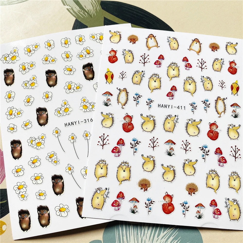 HANYI-411-316  Stinger Hedgehog Melon badger Burr 3D Back glue Nail decal Nail sticker Nail decoration Nail art Nail ornament