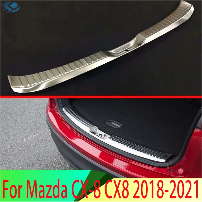 For Mazda CX-8 CX8 2018 2019 2020 2021 Stainless Steel Rear Trunk Scuff Plate Door Sill Cover Molding Garnish