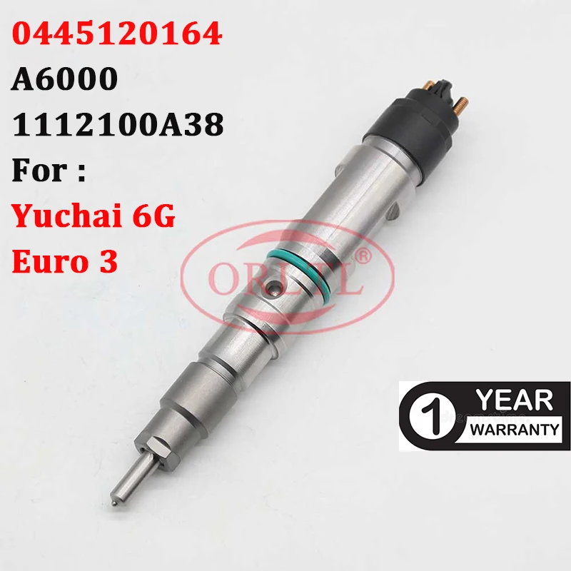 

ORLTL Diesel Injector 0445120164 Common Rail Injector 0 445 120 164 Sprayer 0445 120 164 For YUICHAI 6G A6000 1112100A38 Euro 3