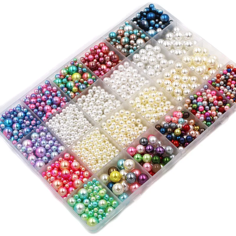 

Clothing Accessories Boxed Set 24 Spaces 4/6/8/10mm Mix Size Non-Porous Beads Pearls DIY Clothes/Wedding Dress/Bags/Shoes/Belt