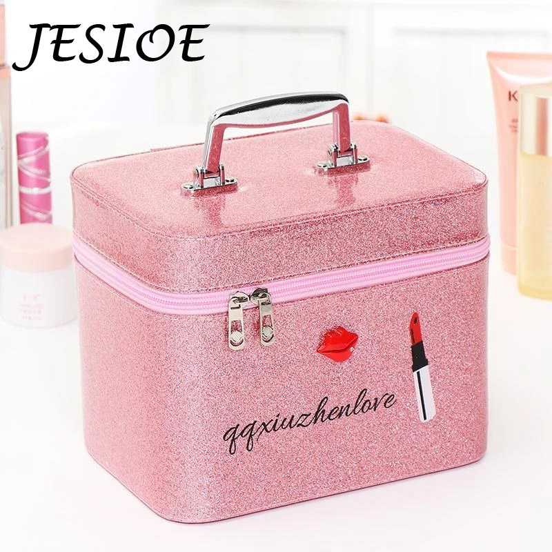 Female Makeup Case Fashion Beautician Cosmetics Organizer Bulk Lady\'s Large Capacity Storage Box Suitcase for Women Make Up Bag