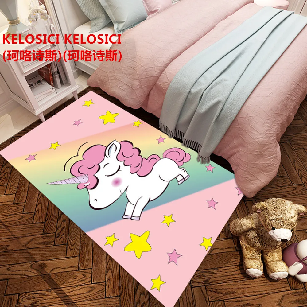 Cartoon Cute Princess Pink Child Room carpets for Living Room Bedroom Area Rugs Unicorn 3D Printed Kids Carpet Baby Crawl Mats