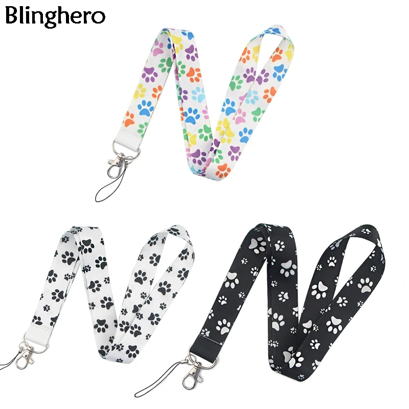 20pcs/Cartoon Dog Paw Print Lanyard for Keys Camera Whistle Cool ID Badge Holder Mobile Neck Straps Hang Rope Accessories