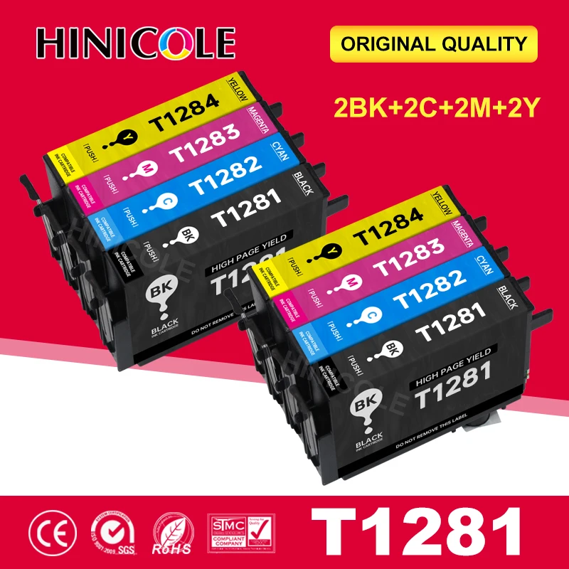 2 Set T1281 T1282 T1283 T1284 128 Ink Cartridge for Epson Stylus SX130 S22 SX225 SX425W SX435W SX445W Printer Full Cartridges