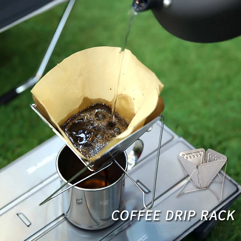 1pc Outdoors Coffee Drip Rack Stainless Steel Portable Foldable Filter Coffee Dripper Funnel for Camping