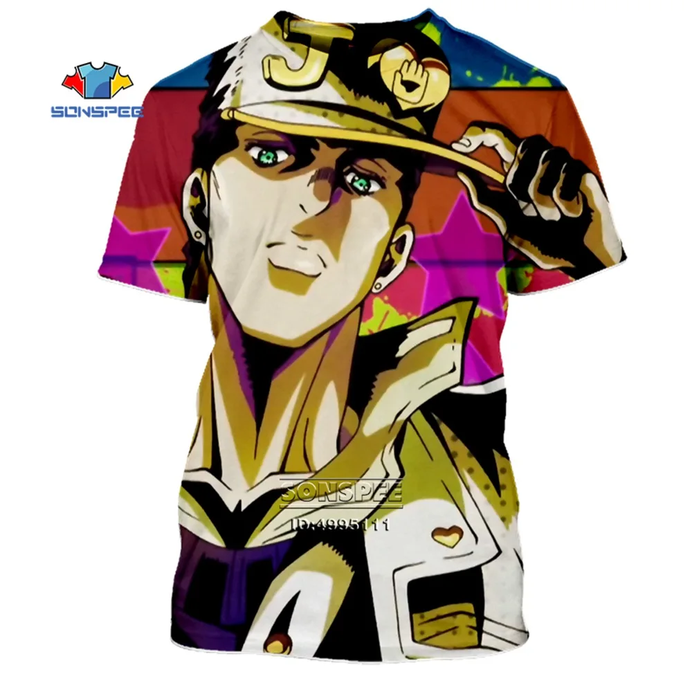 SONSPEE Summer Men Women Kujo Jotaro Sweatshirt 3D Print Anime JoJo Bizarre Adventure T Shirt Short Sleeve Top Pullover SY201-01