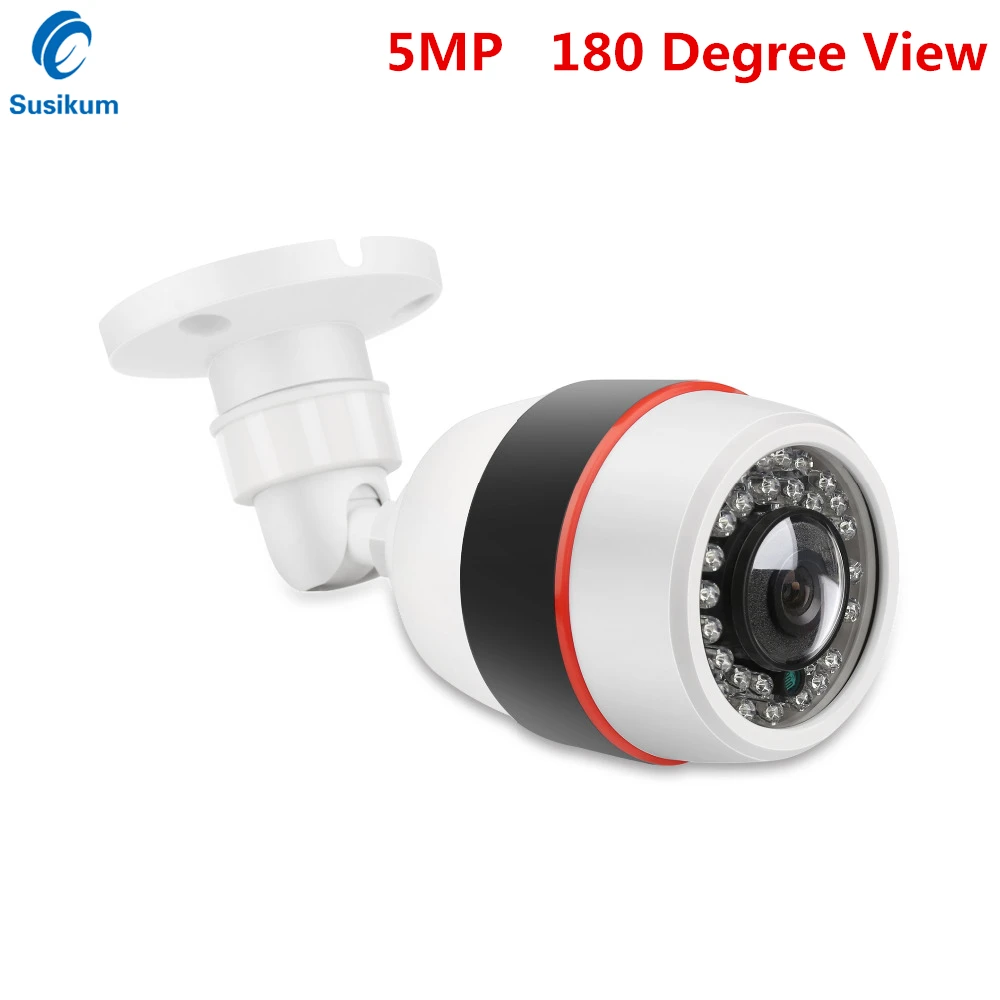 

5MP IP Camera Outdoor POE H.265 Onvif Plastic 1.7mm Lens 180 Degree View Bullet CCTV Home 4MP IR Night Vision Security Camera