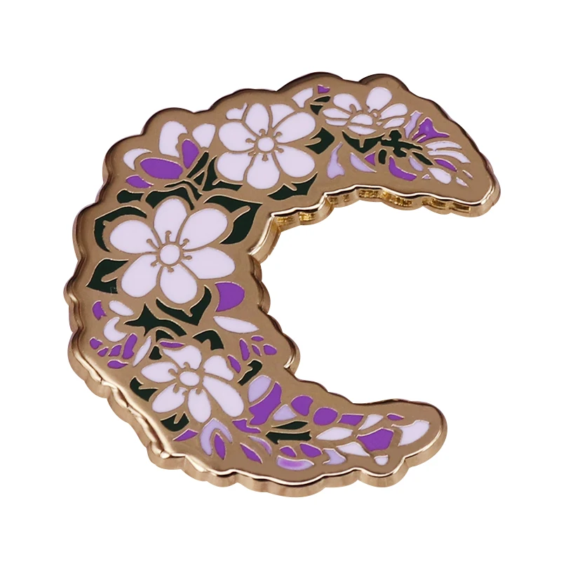 Half moon-shaped floral Pin