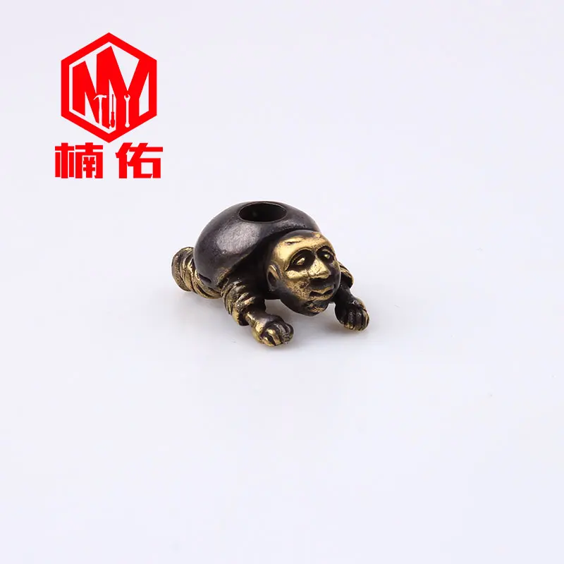 1PC Tortoise Creeping Man Retro Brass Copper Oxide EDC Paracord Beads Umbrella Rope Cord Lanyard Pendants Knife Beads