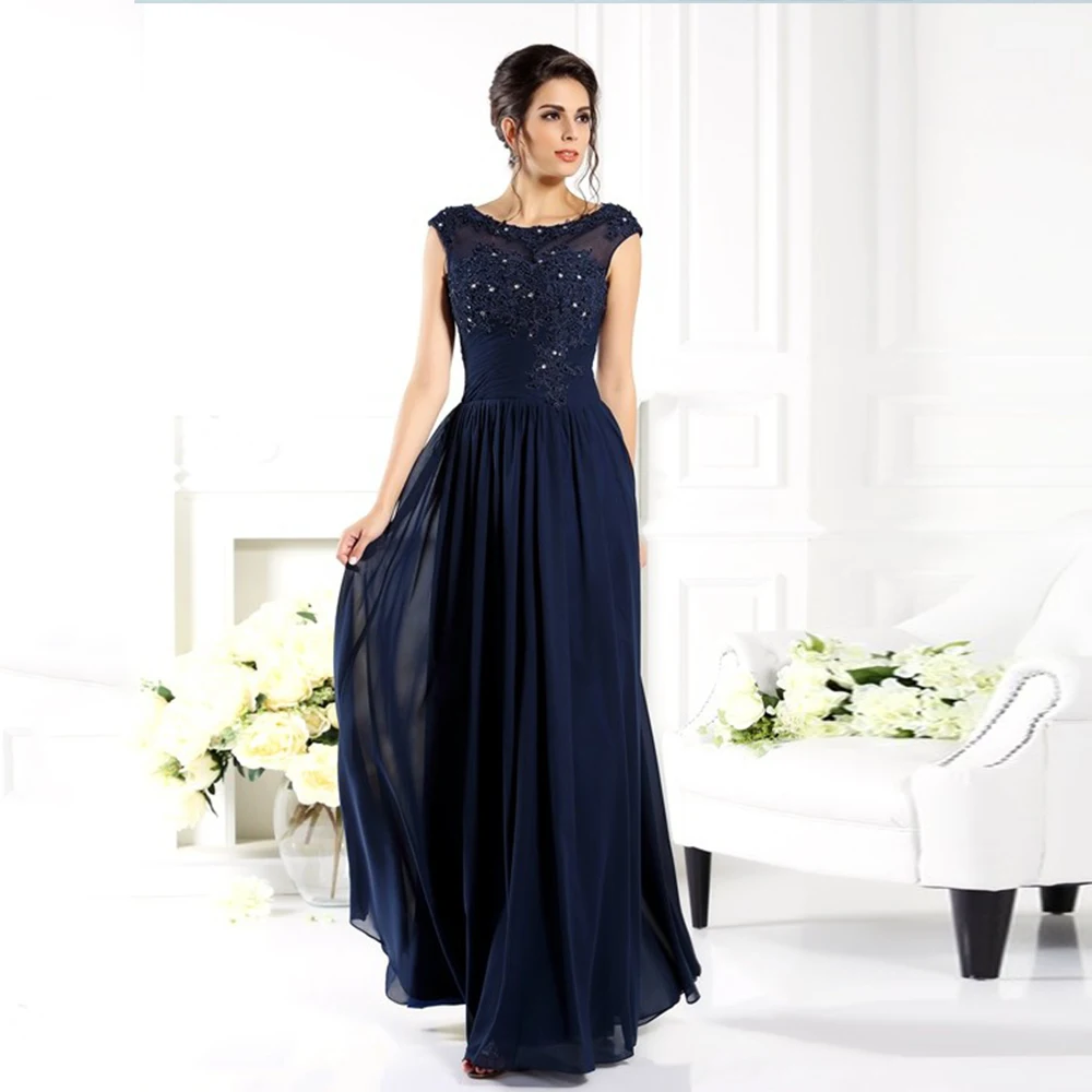 Einfache Marineblau Mutter Der Braut Kleid Chiffon Bodenlangen Elegante Braut Guest Kleider Plus Größe Zipper Zurück Vestidos novia