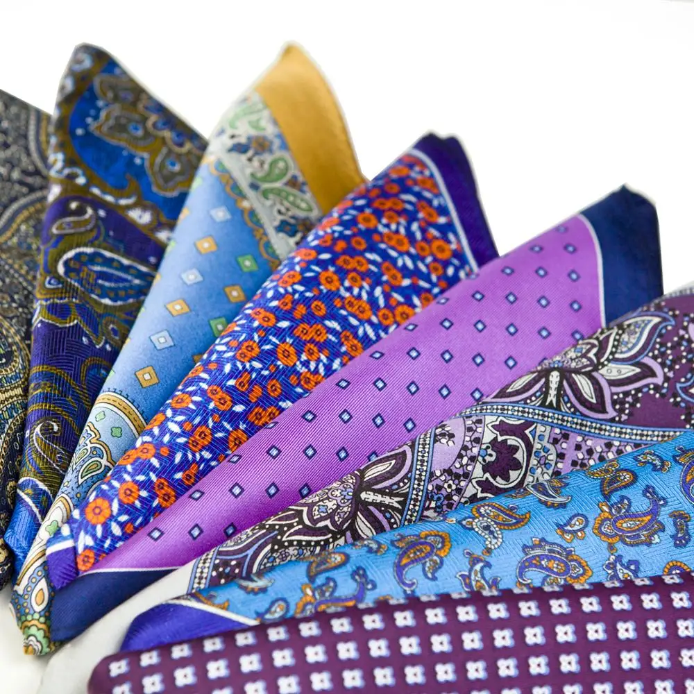 Mens Hanky Pochet Multicolor Zijde Gedrukt Accessoires Gratis Verzending Kleurrijke Zakdoek Handgemaakte Pak Cadeau Voor Mannen