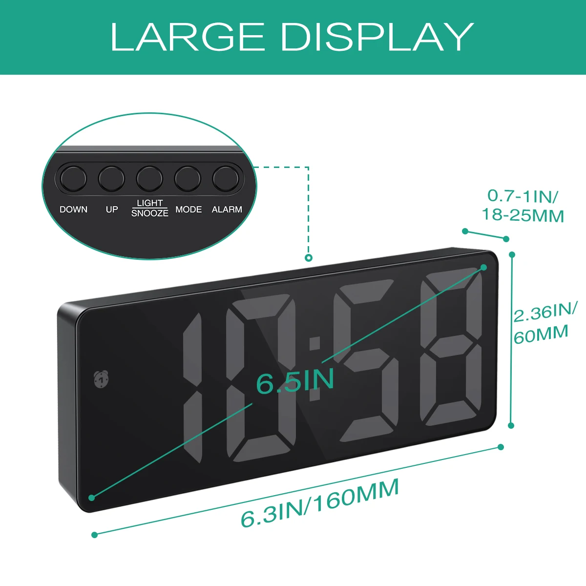 ORIA Digital Alarm Clock LED Desktop Clock Voice Control Snooze Time Temperature Display Night Mode Reloj Despertador USB