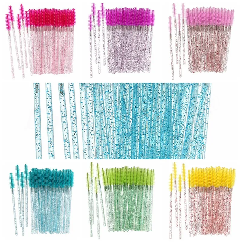 Eyelash Brushes 100 Pcs White Black Crystal Synthetic 5 Eyebrow Brushes Mascara Wands Applicator Spoolers Eye Lashes Cosmetic