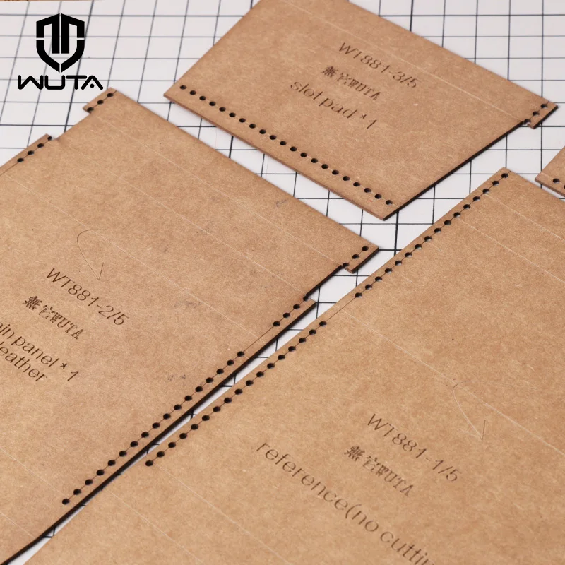 WUTA 881 Leather Kraft Paper Template for DIY Making Mini Card Holder,Women Small Purse,Men Creative Short Wallet Handmade Gift