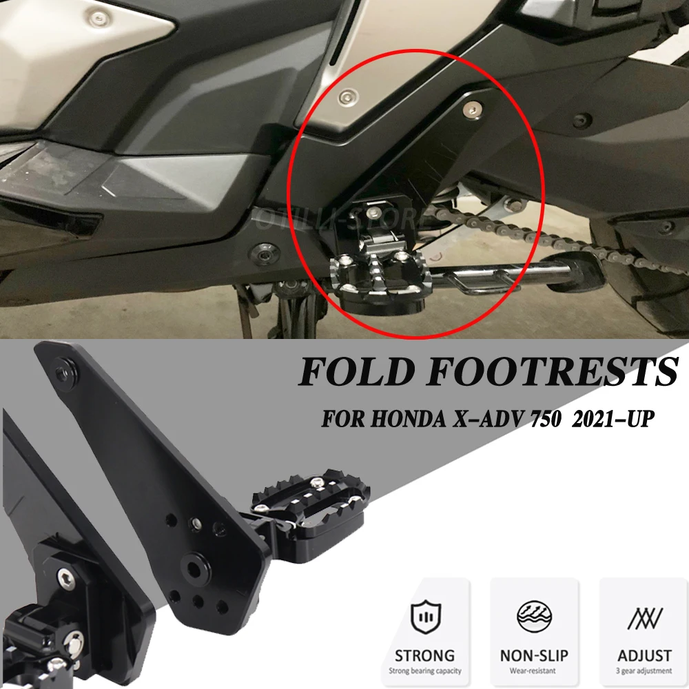 

2021 Motorcycle Parts Rear Pedal Foot Pegs Stand Folding Footrests Passenger For Honda XADV X-adv 750 XADV750