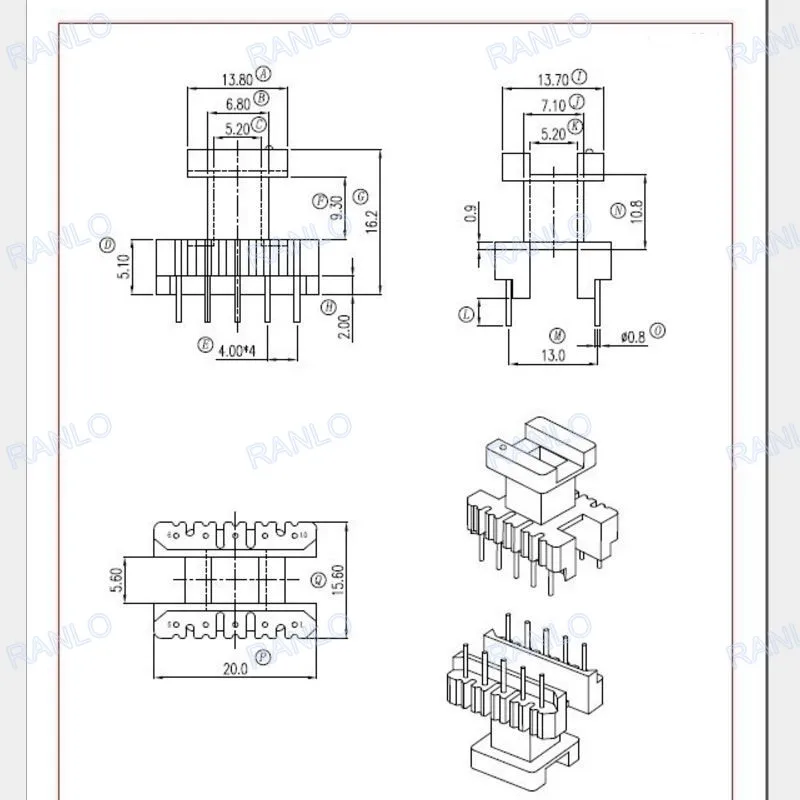 10Sets/lot EE19 EI19 Vertical 5+5pin Transformer Bobbin Coilformer PC40 Ferrite Core  Row Pitch 13mm