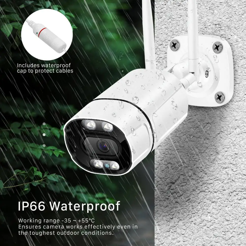 BESDER-5mp IPCamera Wifi 야외 Ai 인간 감지 오디오 무선 카메라, 1080P HD 컬러 적외선 야간 보안 CCTV 카메라