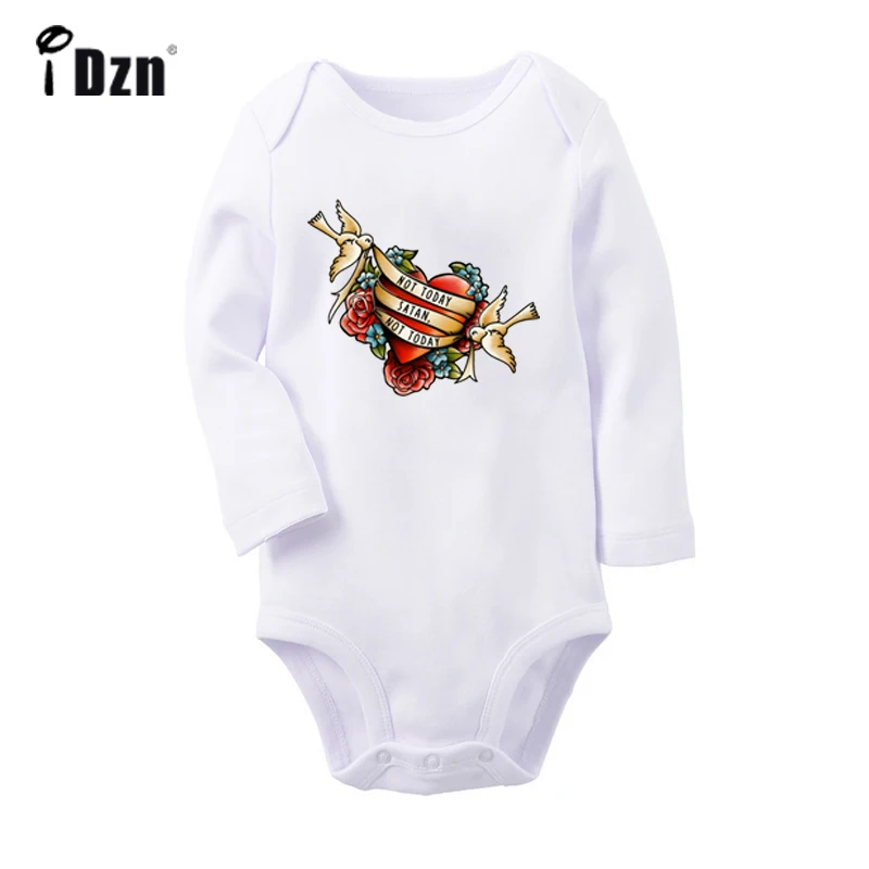 Music Symbol Not Today Satan Design No Cancer & Fight Cancer Newborn Baby Bodysuit Toddler Onesies Long Sleeve Jumpsuit Clothes