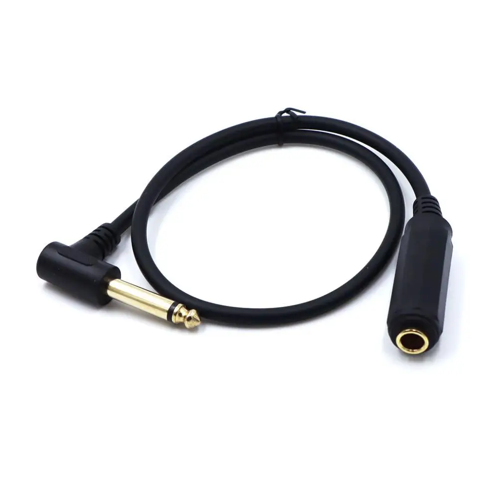 6.35mm Mono Female Connector for Female, With Patch Cable-1/4 Inch Guitar Guide 90 Degree Right Angle Audio Cable 50cm