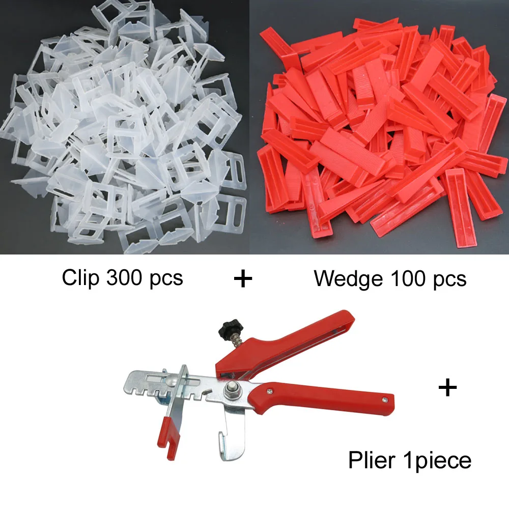 401Pcs Tile Leveling System 1.5Mm 300Pcs Clips + 100Pcs Wedges + 1ชิ้นPlierปูกระเบื้องพลาสติกเครื่องมือกระเบื้องSpacer