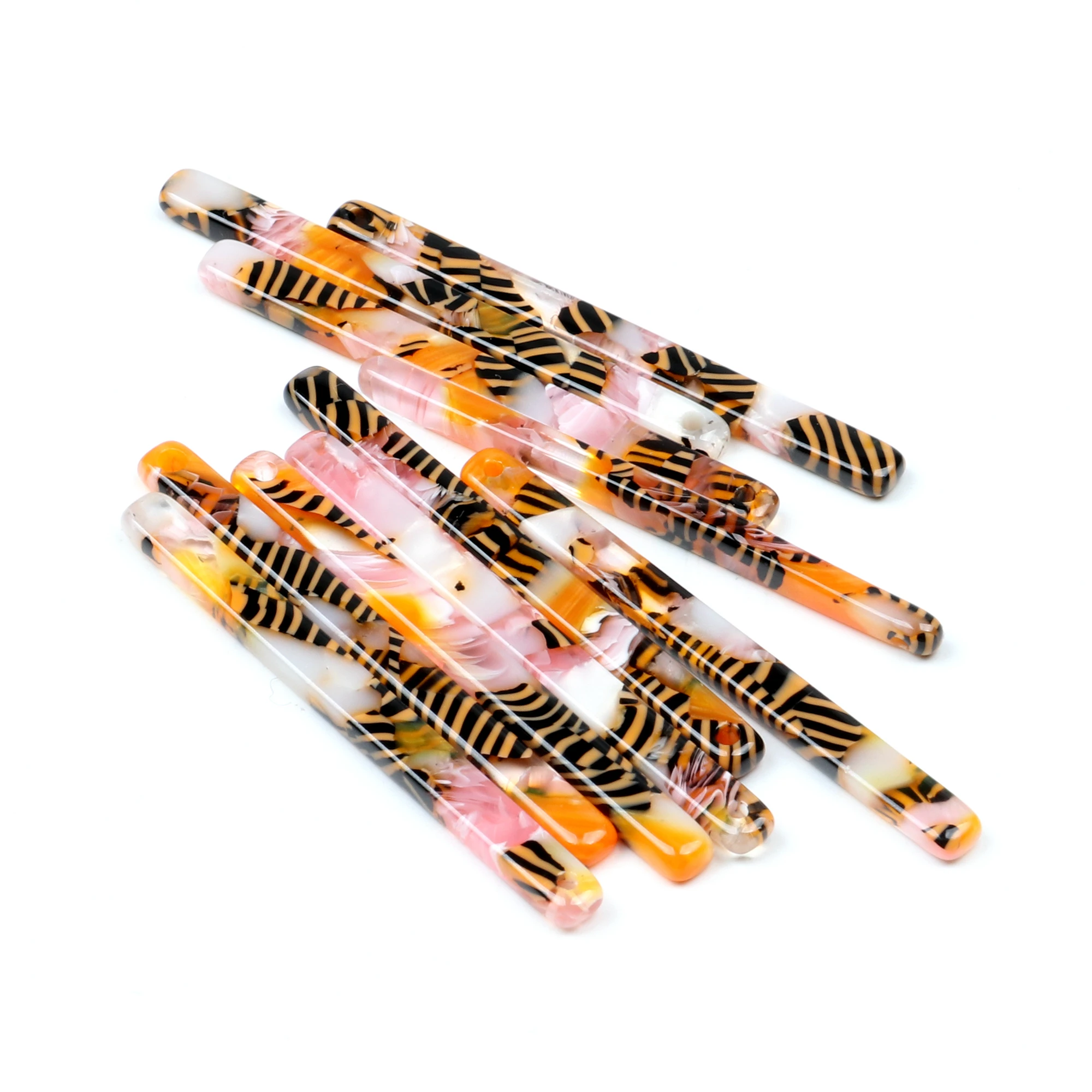 Tortoise Shell Beads,Acetate Acrylic Earrings Charms,Thin Bar Sticks pendant,Long Strip Earrings Part,45mm x 4mm,ACE270L