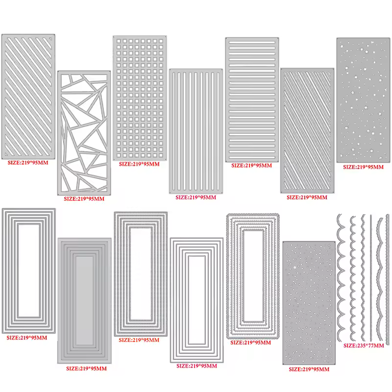 2021 New Metal Geometric Cutting Dies for Scrapbooking Layered Rectangle Frames Card Making Background Wave Stencil Embossing