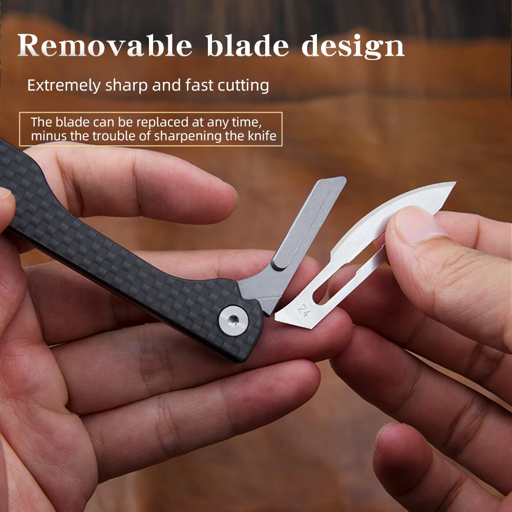 Carbon Fiber Folding Knife Sharp Blade Outdoor Survival Camping Emergency Tools Unpacking Scalpel