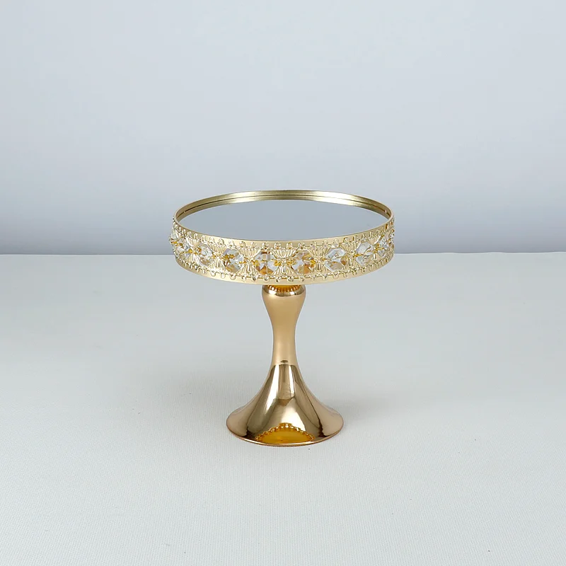 1pcs 8inch/20cm Cake Stand Plate（Gold/Silver） with Crystal Counter decorations  Home Life Accessory