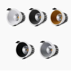 Downlight Dimmable Anti Glare Recessed AC220V 110V 240V 7W 9W 12W 15W Lamp Round Led Cob Ceiling Room Bedroom Spot Light