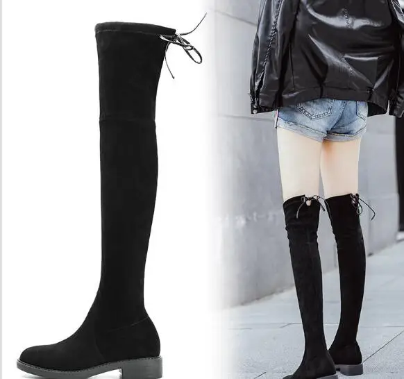 

Women new Winter Platform Creeper Over Knee Boots Ladies Leisure Shoes Female Casual Flat Suede Lace Thigh Snow Boots