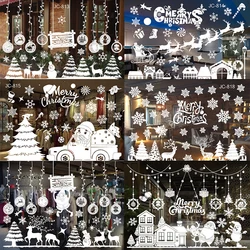 Removable Christmas Window Stickers PVC Static Glass Sticker Cartoon Merry Xmas Home Decoration Stickers Posters Window Decor