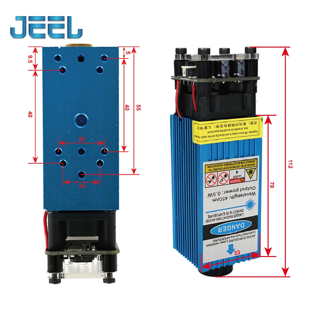 0.5W 405nm 2.5W/3.5W/5.5W 450nm 33mm ogniskowanie moduł lasera niebieskiego grawerowanie laserowe i cięcie sterowanie TTL/PWM 12V 5A rura laserowa