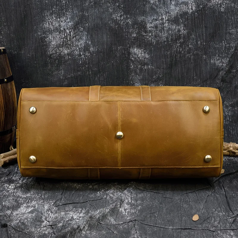 Luufan Big Capacity Genuine Leather Men Travel Bag Vintage Crazy Horse Leather Male Travel Duffel leather Luggage weekend bag