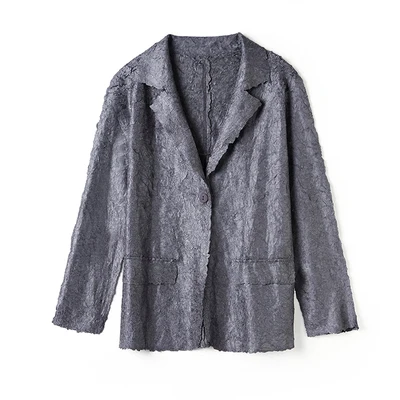 HOT SELLING MIiyake Fashion fold Nine soild coat single button turndown collar coat  IN STOCK