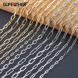 GUFEATHER C201,diy chain,18k gold plated,copper metal,rhodium plated,diy bracelet necklace,hand made chain,jewelry making,1m/lot