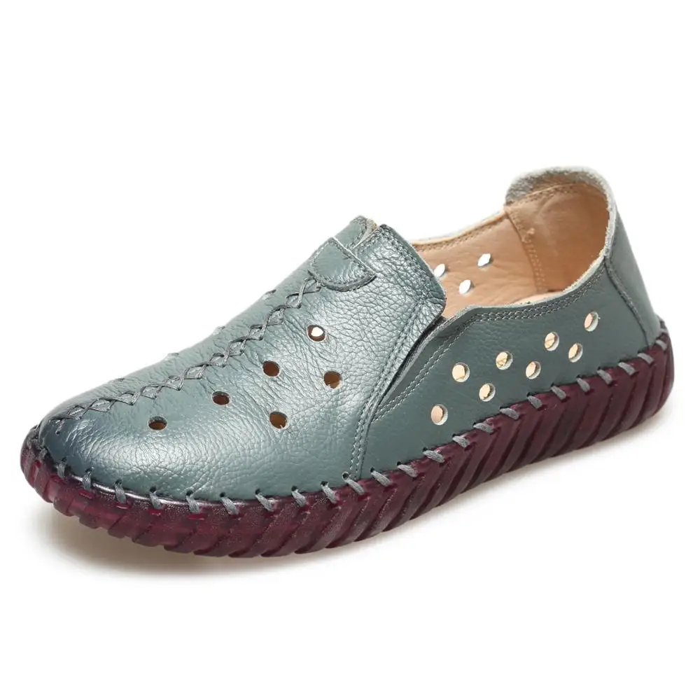 GKTINOO-zapatos planos de piel auténtica para mujer, Calzado cómodo hecho a mano, con agujeros, para embarazadas
