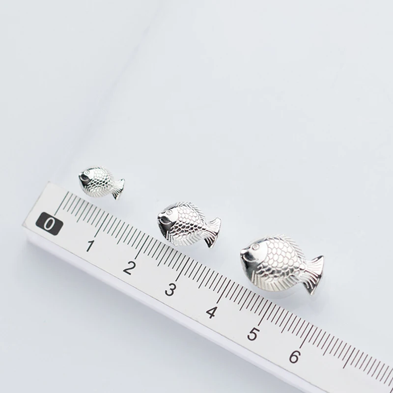 MEETSOFT Cute 925 Sterling Silver Fish Animals Space Bead Charms Handmade Of DIY Fine Jewelry Necklace Bracelect Accessory