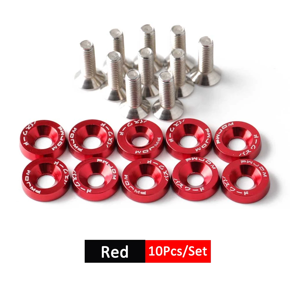 DSYCAR 1Set Billet Aluminium Kotflügel Stoßstange Unterlegscheibe Bolzen Motorraum Schraube Dress Up Kit JDM M6x20mm Schrauben