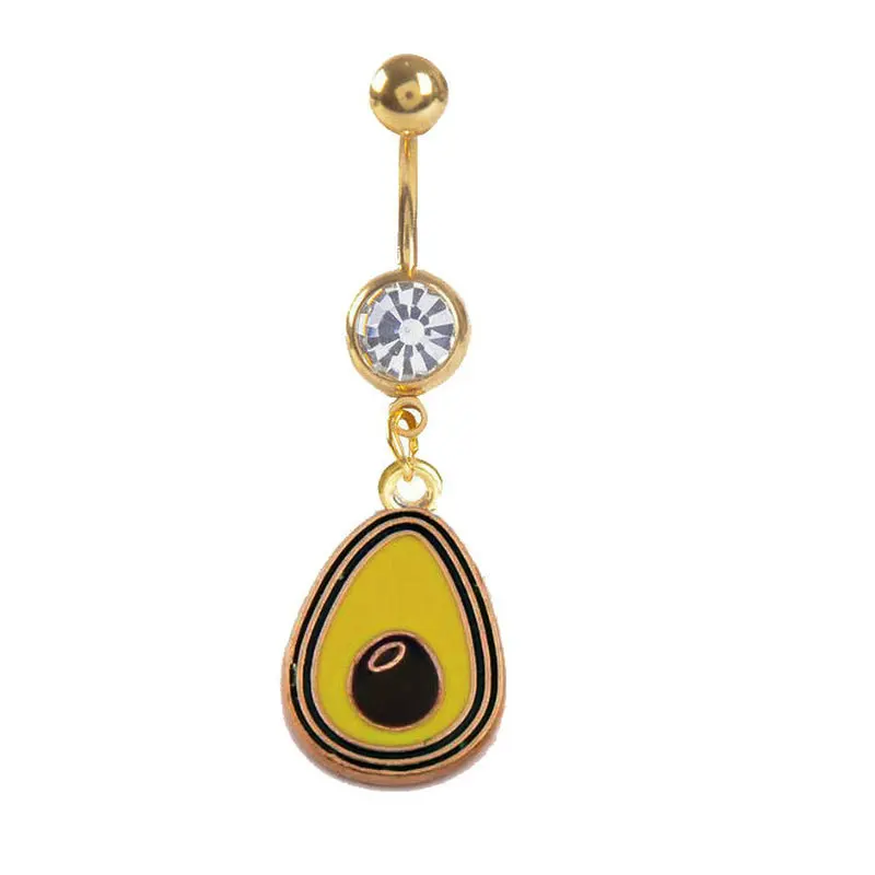 New Arrival  Avocado Belly Ring Colorful Enamal Lemon Belly Bars Piercing Jewelry