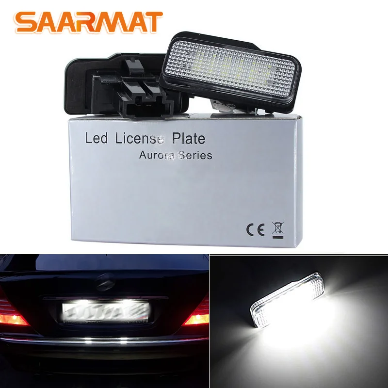 

2pcs No Error 12V 6000K White LED License Plate Light For Mercedes W211 4D W203 5D W219 R171 2D Number Lamp