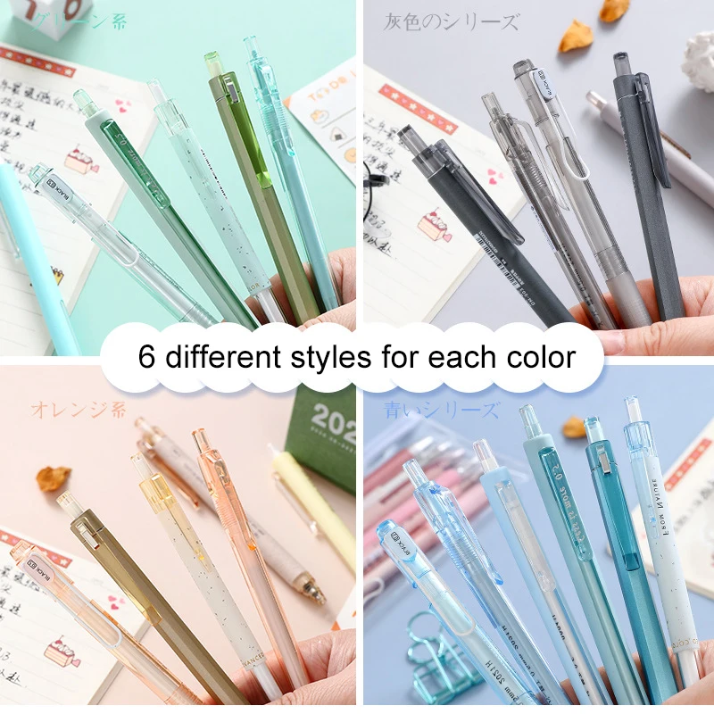 6pcs/lot 0.5mm Gel Pen Smooth Writing Hand Comfort 5 Colors Available School/Office Writing Stationery