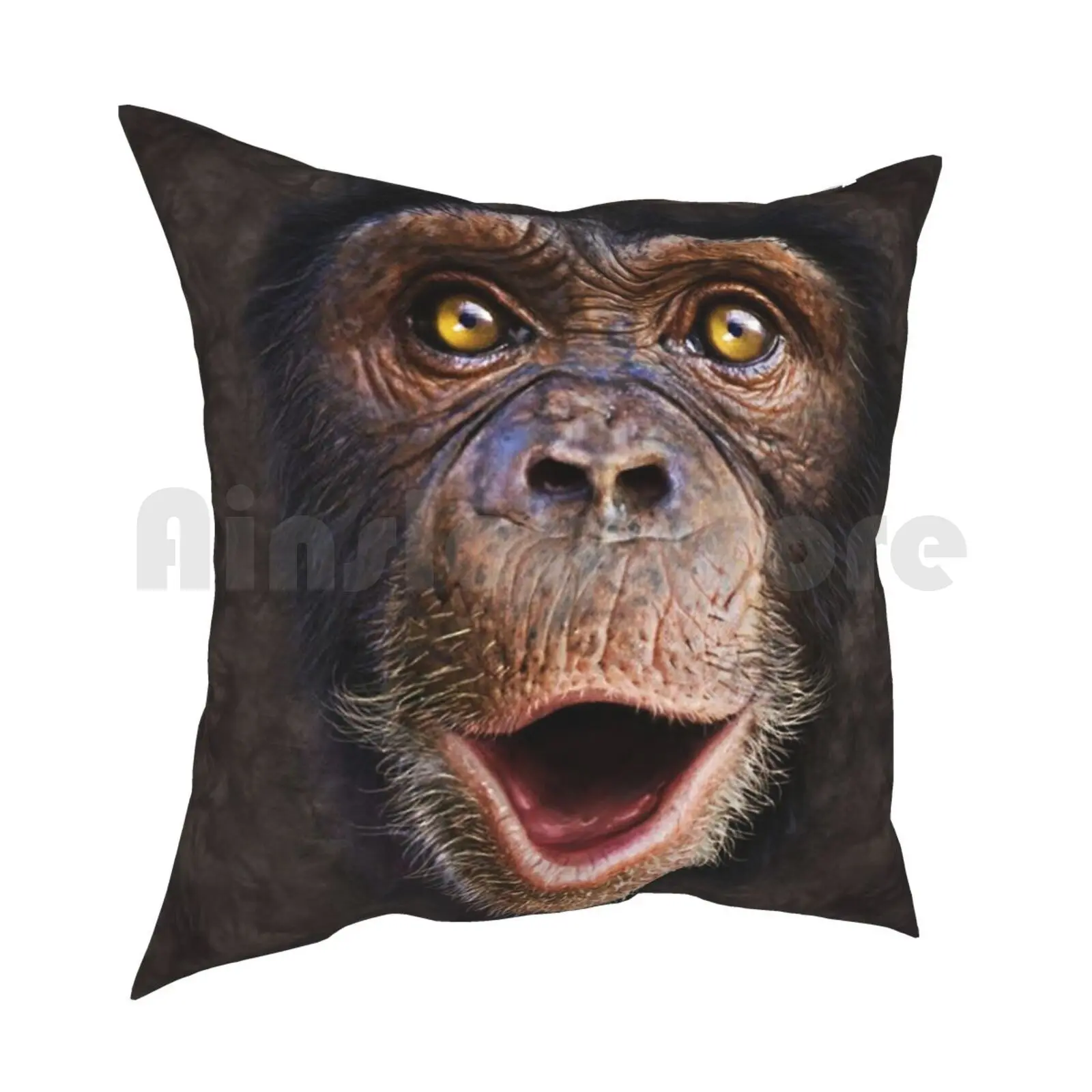 Cute Animal Happy Chimp-Monkey Face Gift Pillow Case Printed Home Soft Throw Pillow Cute Animal Happy Chimp Monkey Face