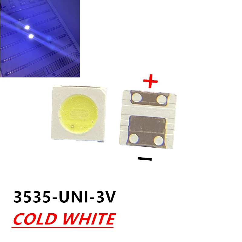 UNI LED 50PCS Backlight High Power LED 1W 3537 3535 90LM 3v Cool white LCD Backlight for TV TV Application 